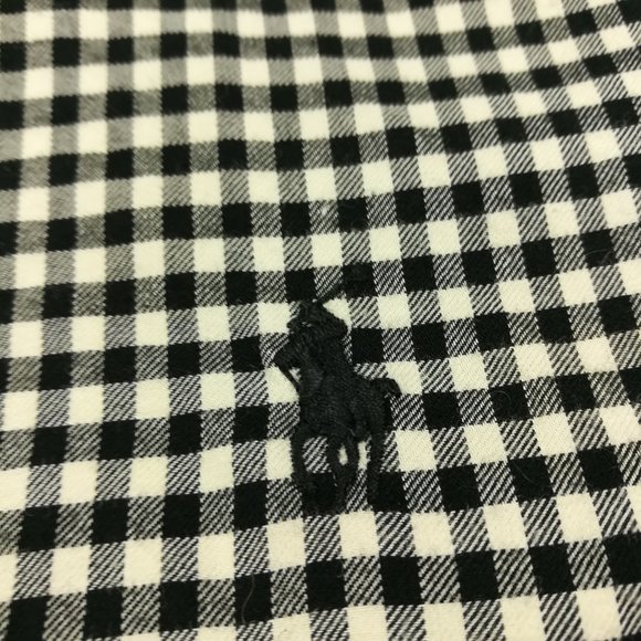 Ralph Lauren Shirt Gingham Checked LS Button Down Black Mens Medium Slim Fit - Picture 3 of 9